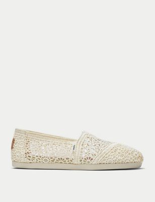 Toms Womens Canvas Embroidered Espadrilles - 4.5 - Natural, Natural,Black