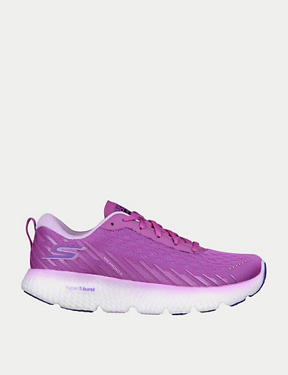 skechers go run maxroad 5 knitted lace up trainers - 8 - purple, purple