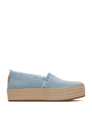 Toms Women's Canvas Flatform Espadrilles - 4 - Light Blue, Light Blue,White,Black,Light Pink