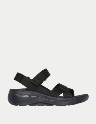 Skechers Womens GO WALK® Arch Fit Ankle Strap Sandals - 4 - Black, Black,Green,Natural