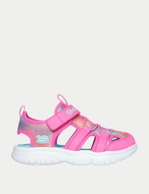 Skechers Girls Flex Splash Riptape Sandals (9 Small - 3 Large) - 12.5S - Bright Pink, Bright Pink