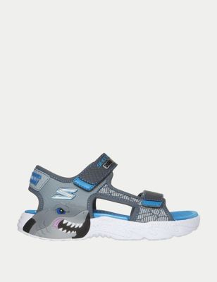 Skechers Boys Skech-o-Saurus Riptape Light-Up Sandals (91/2 Small - 4 Large) - 9.5 S - Charcoal Mix,