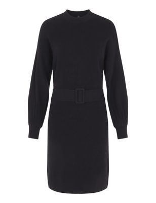 M&S Y.A.S Womens Crew Neck Belted Jumper Dress
