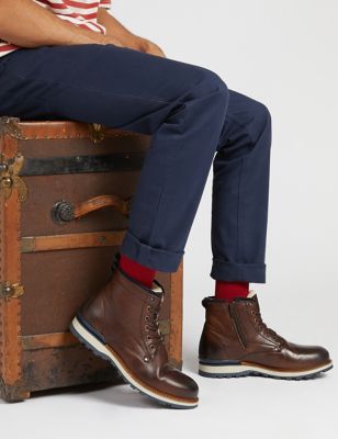 Jones Bootmaker Men's Leather Casual Boots - 8 - Brown, Brown