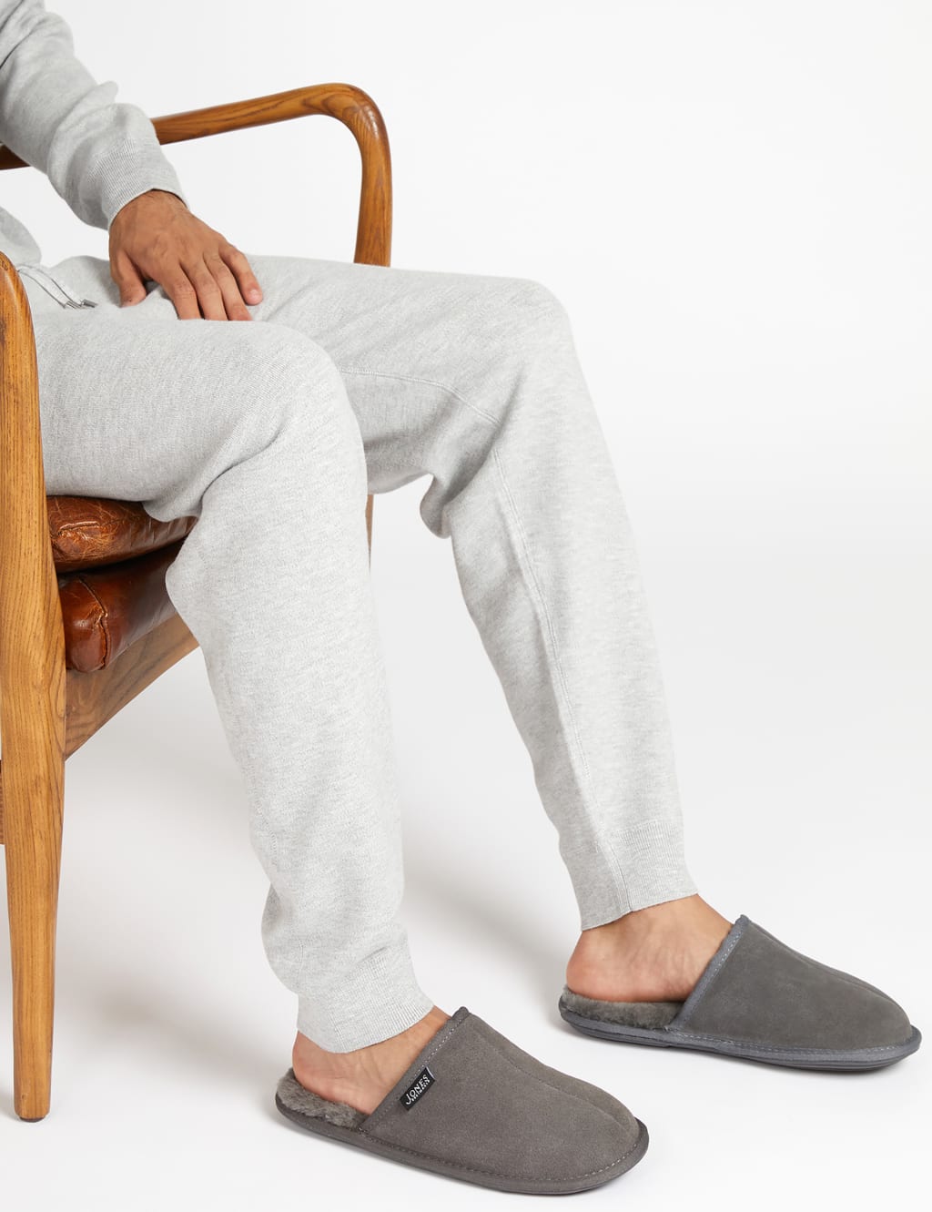 mens mule slippers grey