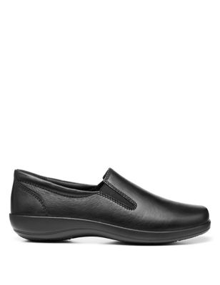 Hotter Womens Glove II Leather Slip On Boat Shoes - 4.5 - Black, Black