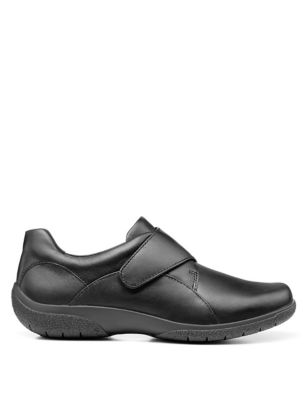 Hotter Womens Sugar II Leather Riptape Boat Shoes - 5.5 - Black, Black