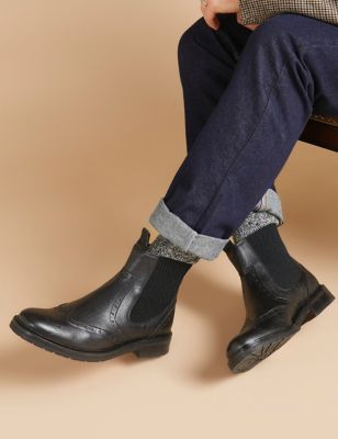 Jones Bootmaker Womens Leather Pull-On Chelsea Boots - 7 - Black, Black,Cognac,Dark Brown