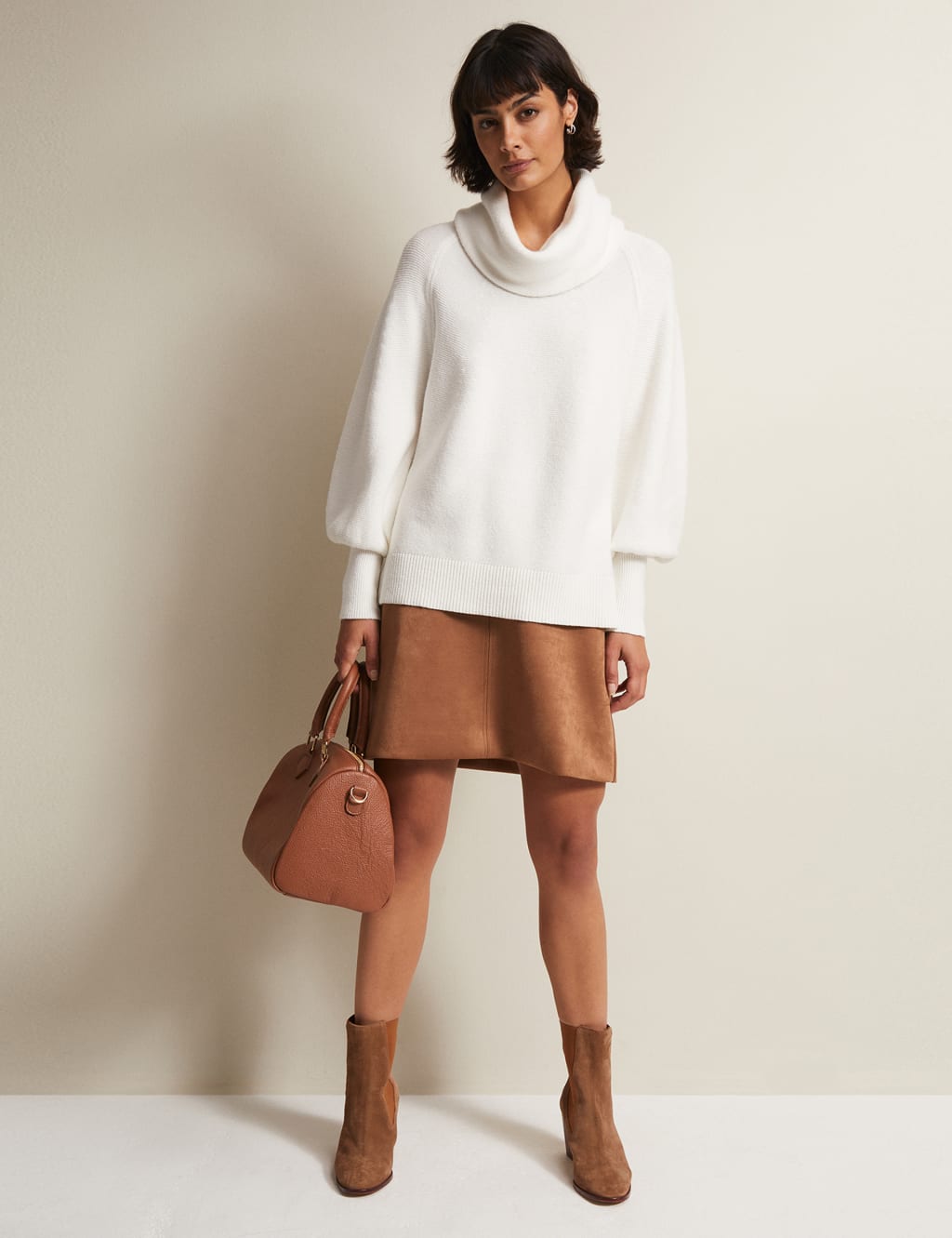 Cotton Blend Cowl Neck Blouson Sleeve Jumper image 4