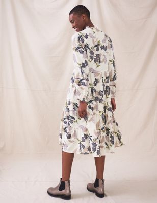 M&S White Stuff Womens Pure Cotton Floral Midi Tiered Dress