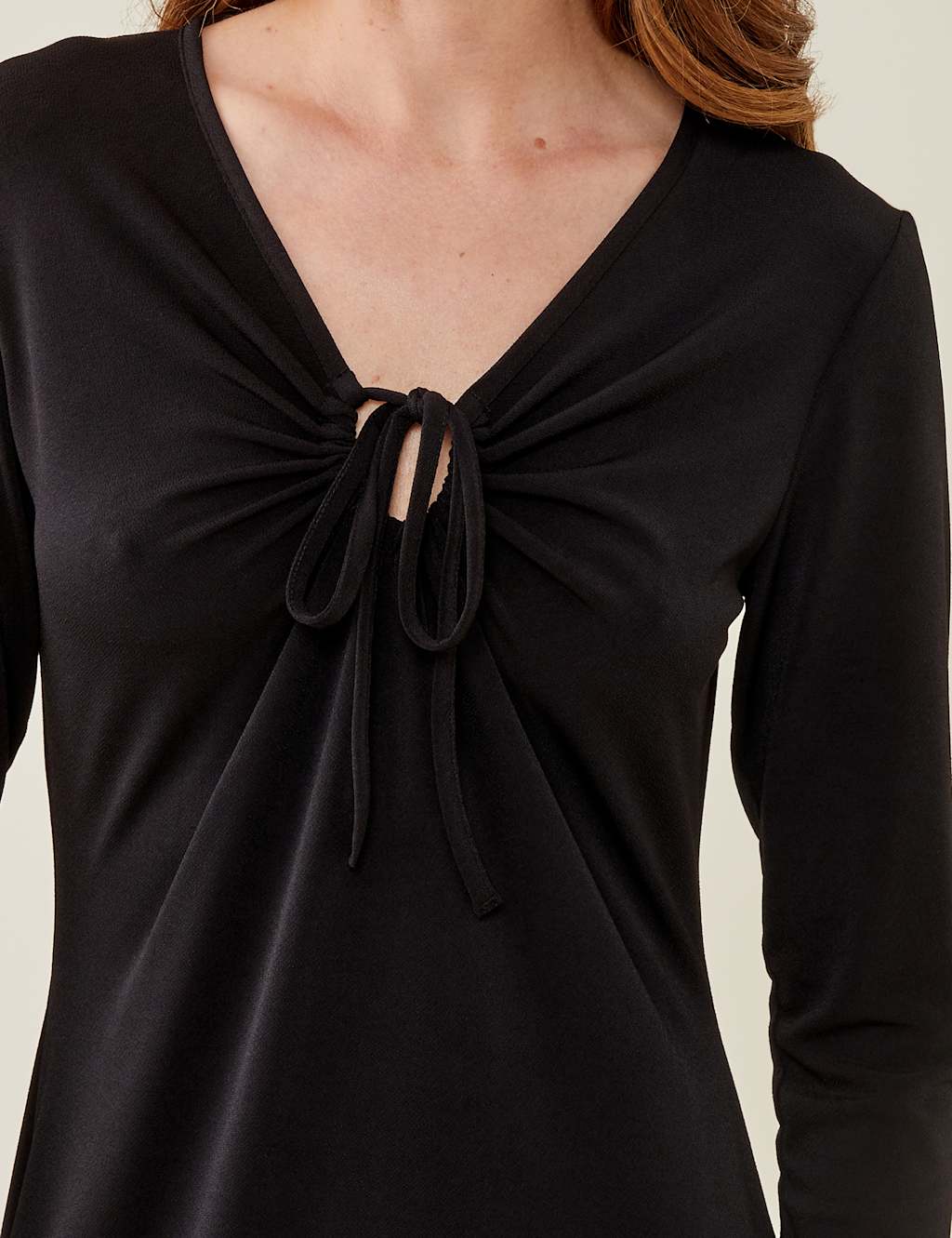 Jersey V-Neck Ruched Midi Swing Dress image 3