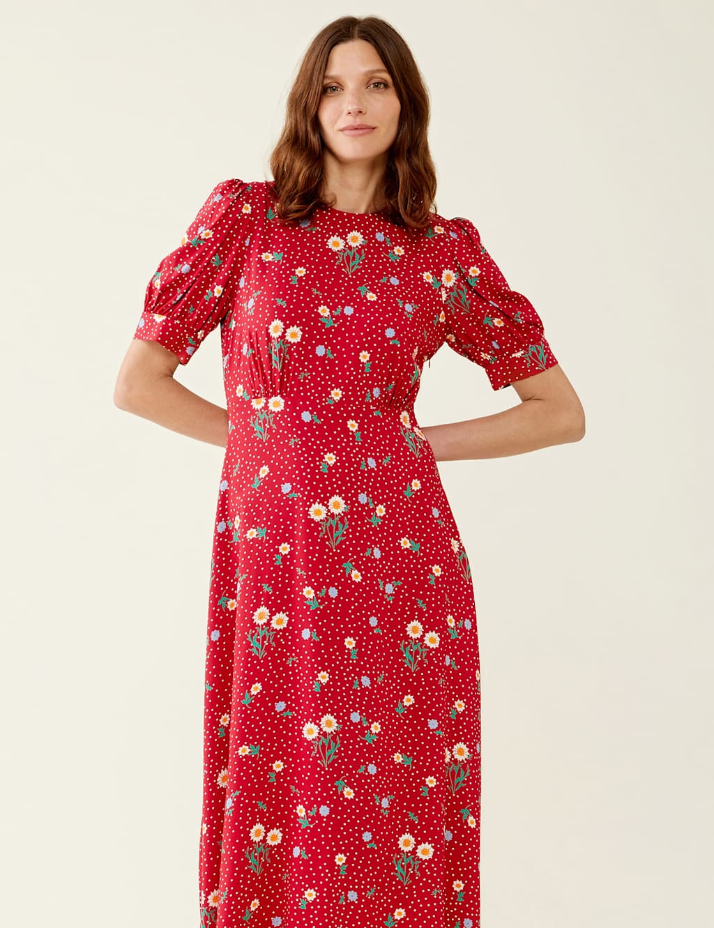 Floral Round Neck Midi Tea Dress image 2