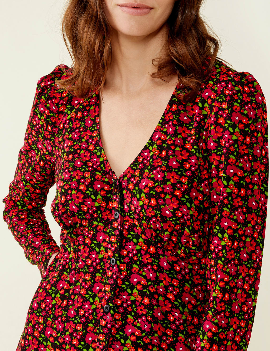 Floral V-Neck Knee Length Tea Dress image 4