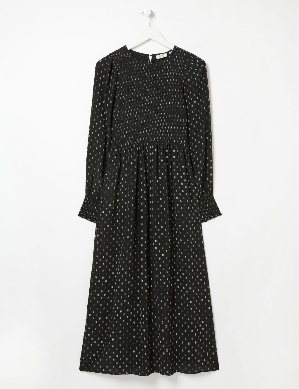 Geometric Shirred Midi Waisted Dress
