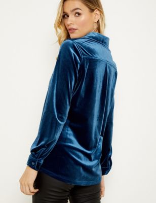 M&S Sosandar Womens Velvet Long Sleeve Shirt