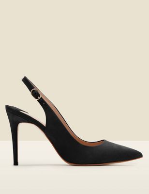 Sosandar Womens Suede Stiletto Heel Pointed Court Shoes - 4 - Black, Black