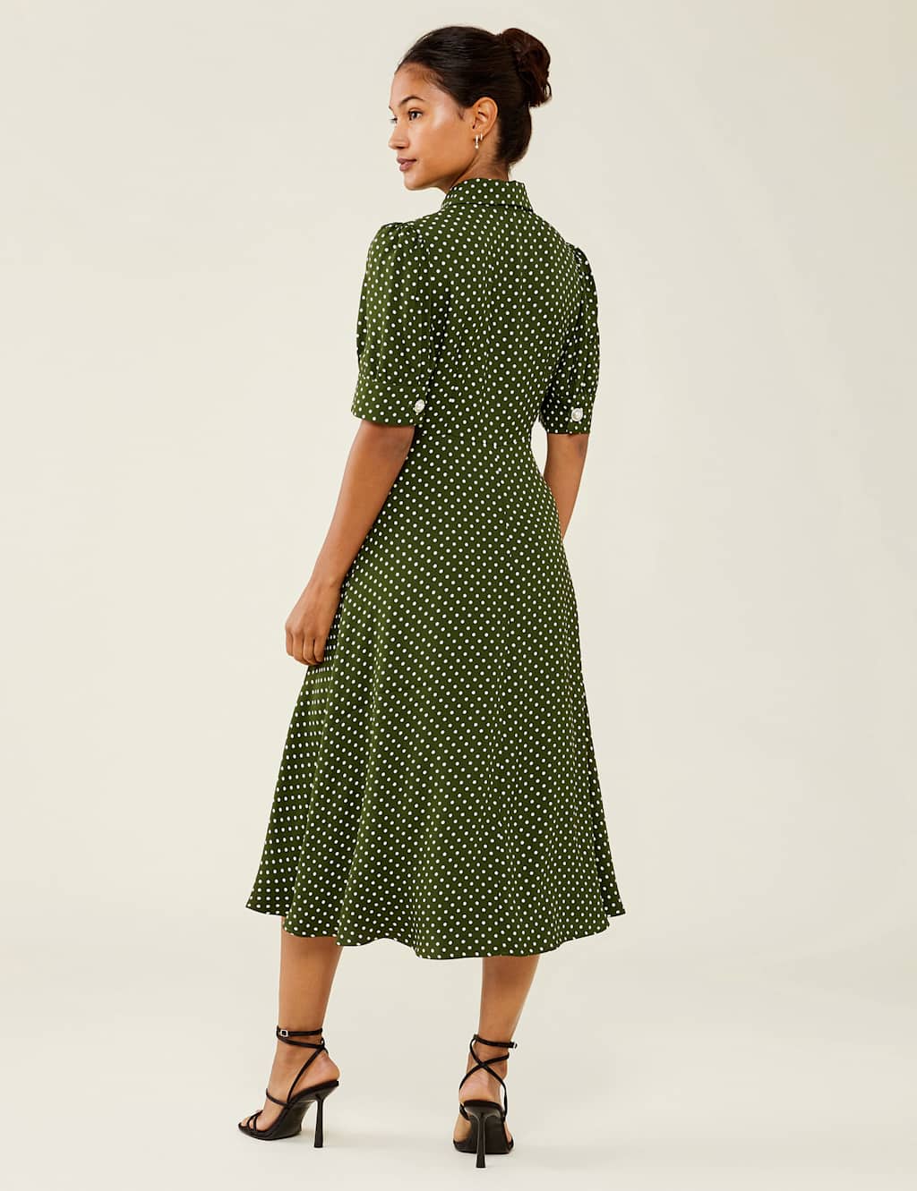 Polka Dot Midi Waisted Dress image 3