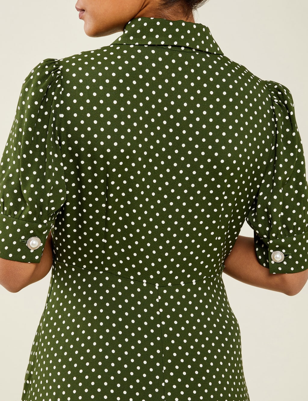 Polka Dot Midi Waisted Dress image 4