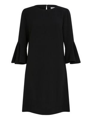Finery London Women's Round Neck Knee Length Swing Dress - 8 - Black, Black