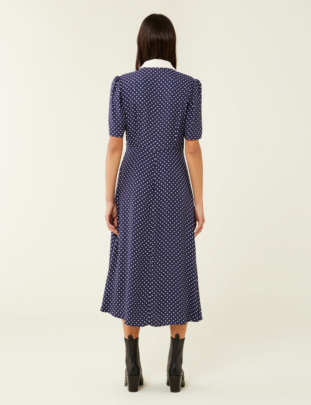 Polka Dot Collared Midi Waisted Dress image 3