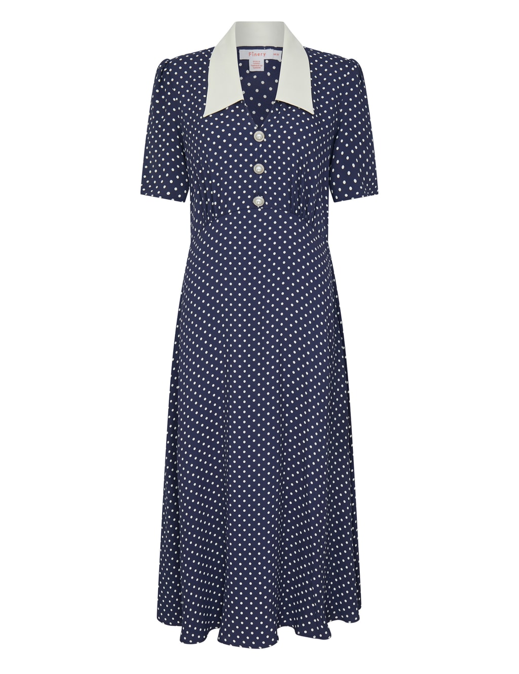 Polka Dot Collared Midi Waisted Dress image 2