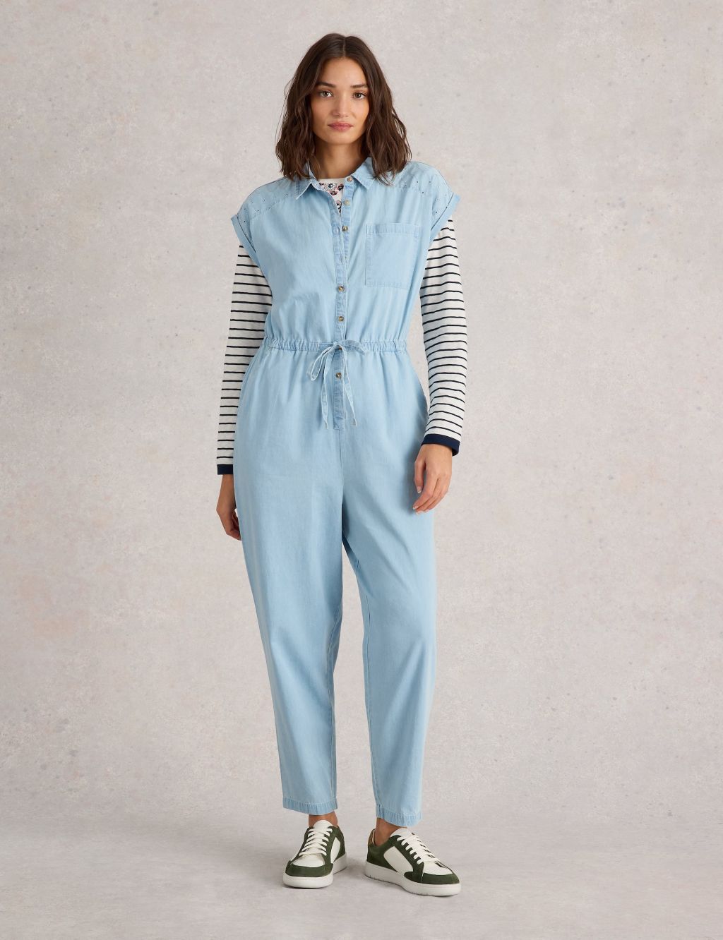 Denim Boideire Belted Waisted Jumpsuit