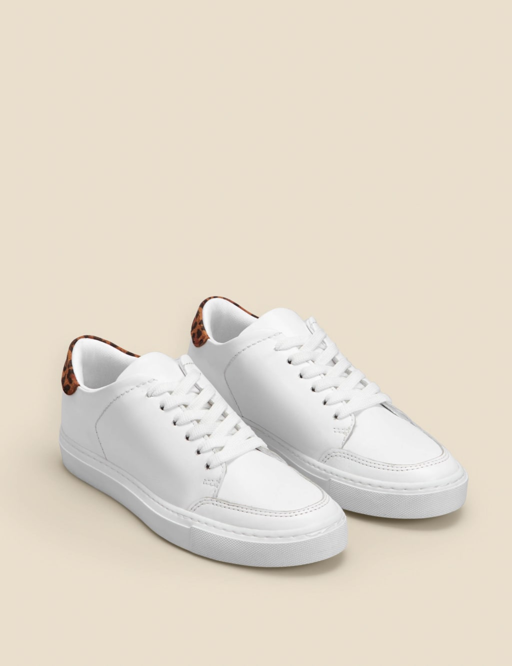 Leather Lace Up Leopard Print Trainers image 2