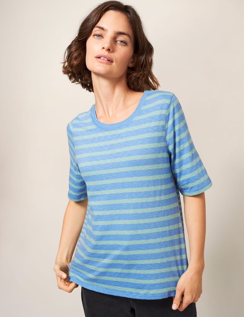 Pure Cotton Striped Crew Neck T-Shirt image 1