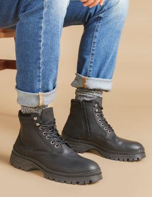 Jones Bootmaker Womens Leather Side Zip Casual Boots - 12 - Black, Black,Khaki