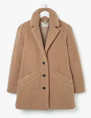 Fatface Womens Teddy Collared Longline Coat - 20 - Natural, Natural