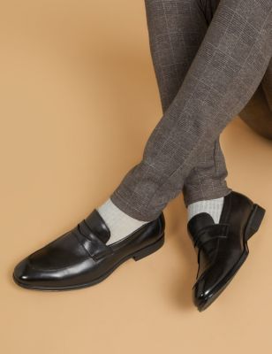 Jones Bootmaker Womens Leather Slip-On Loafers - 7 - Black, Black