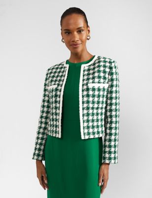 Hobbs Womens Cotton Rich Textured Jacket - 8 - Green, Green