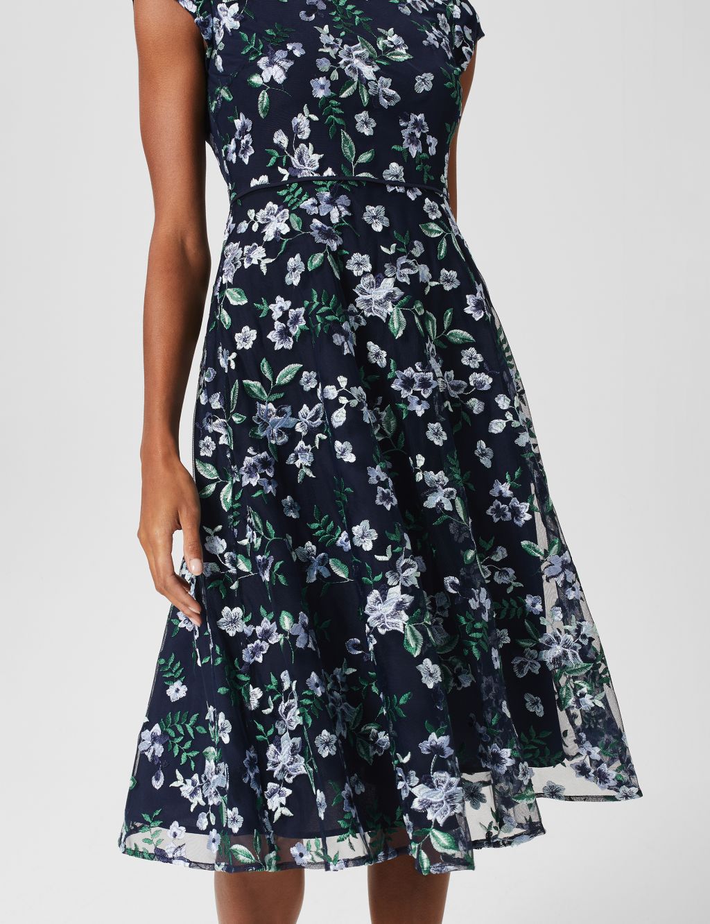 Floral Embroidered Midi Swing Dress image 2