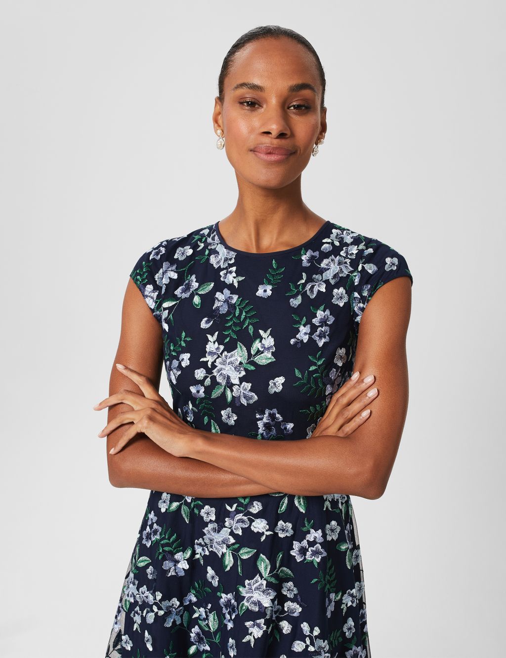 Floral Embroidered Midi Swing Dress image 3