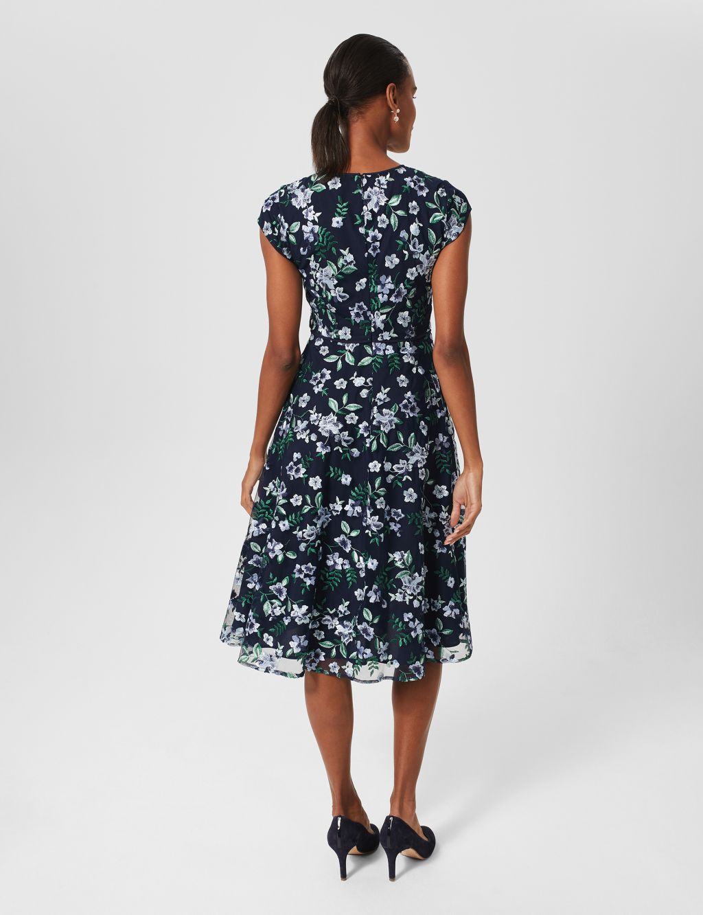 Floral Embroidered Midi Swing Dress image 4