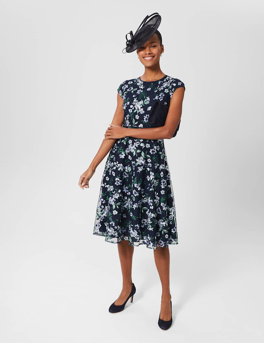 Floral Embroidered Midi Swing Dress image 6