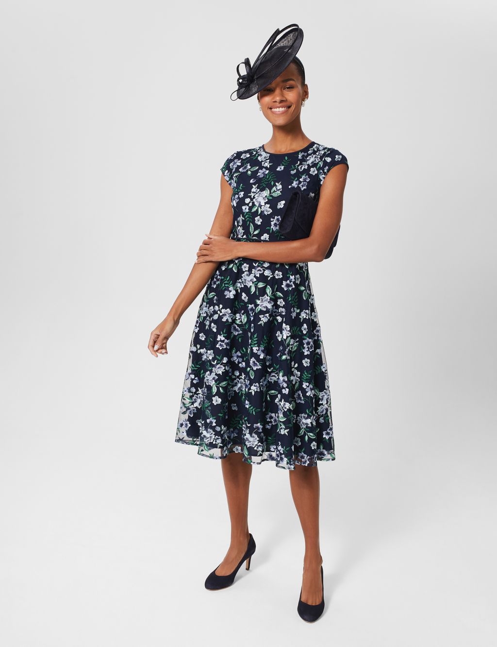 Floral Embroidered Midi Swing Dress image 6