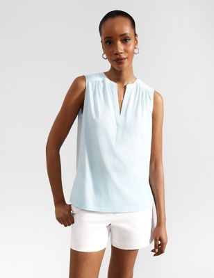 Hobbs Women's Cotton Modal Blend V-Neck Top - XS - Blue, Blue