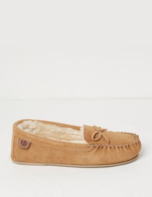Fatface Womens Suede Moccasin Slippers - 6.5 - Tan, Tan