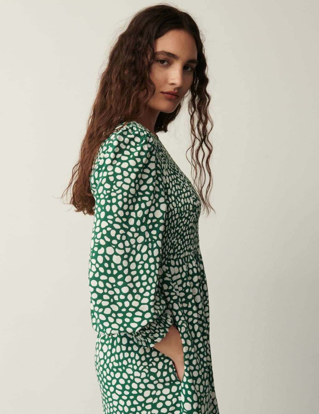 Printed Round Neck Midi Tiered Dress image 3