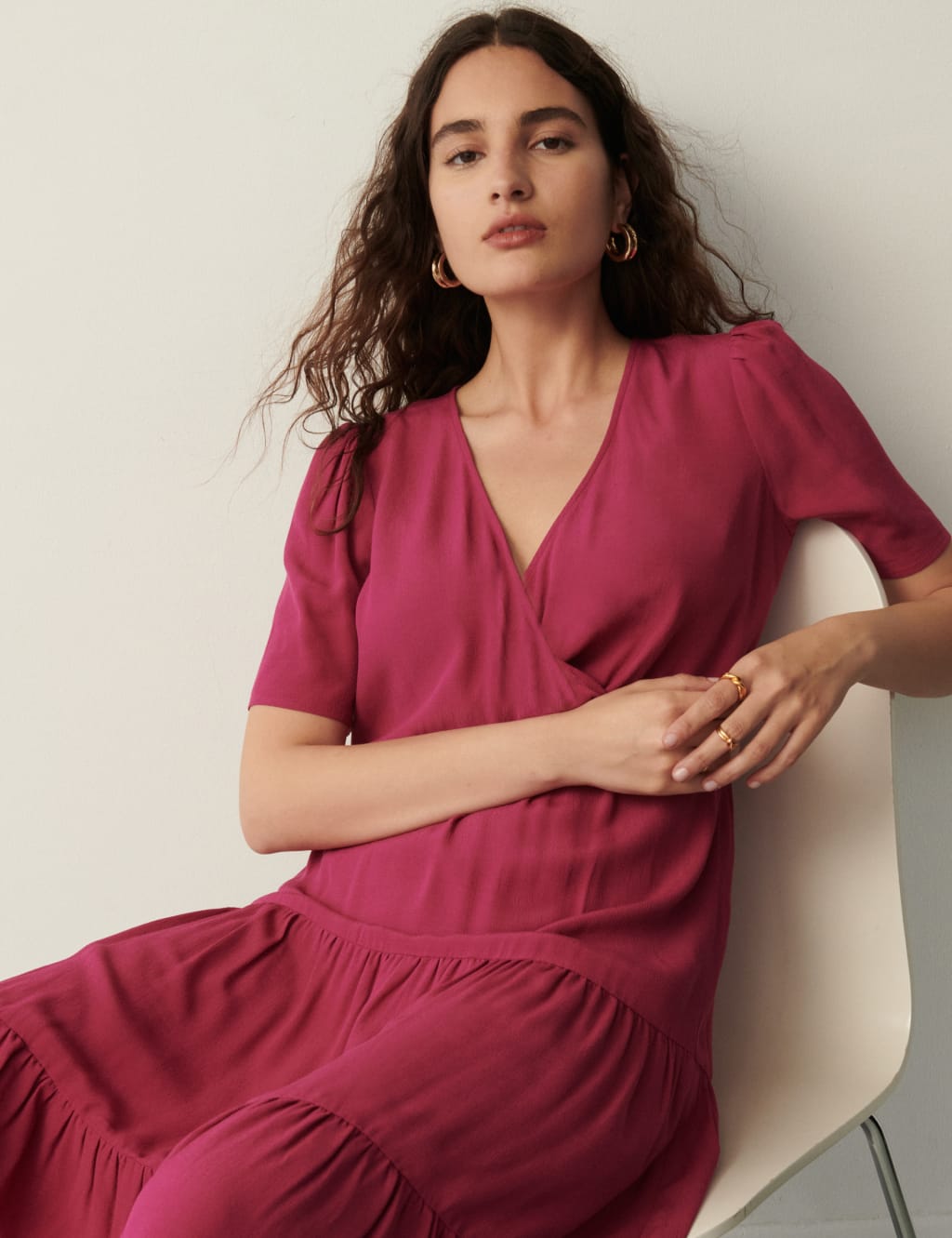 V-Neck Midi Tiered Dress image 2