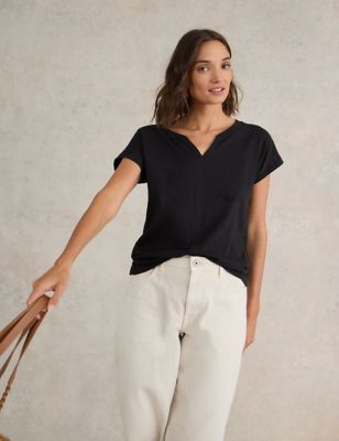 White Stuff Womens Pure Cotton T-Shirt - 10REG - Black, Black