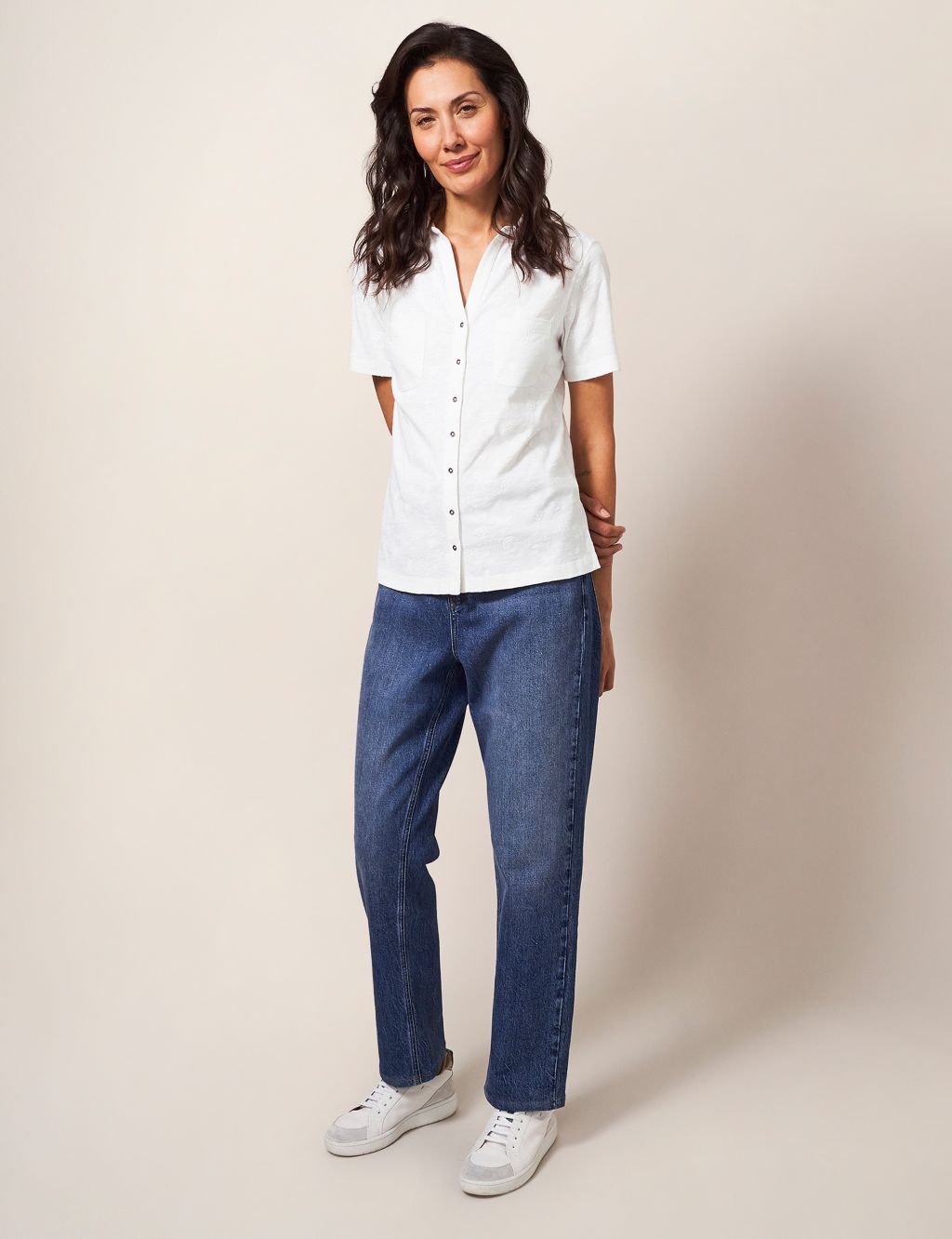 Pure Cotton Embroidered Collared Shirt image 1
