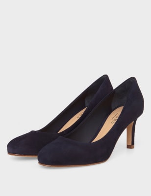 black suede kitten heel shoes