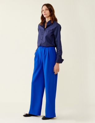 Finery London Women's Wide Leg Trousers - 10 - Blue, Blue