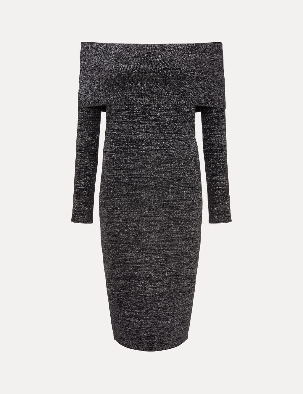 Knitted Sparkly Bardot Knee Length Dress image 2
