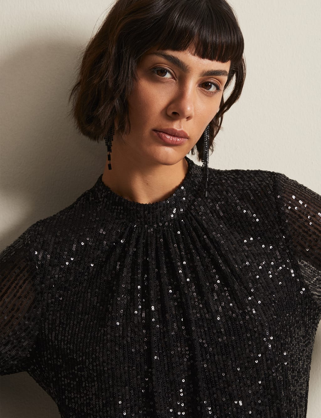 Sequin Round Neck Midi Column Dress image 5