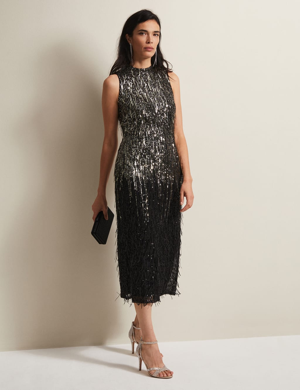 Sequin Round Neck Maxi Column Dress image 1