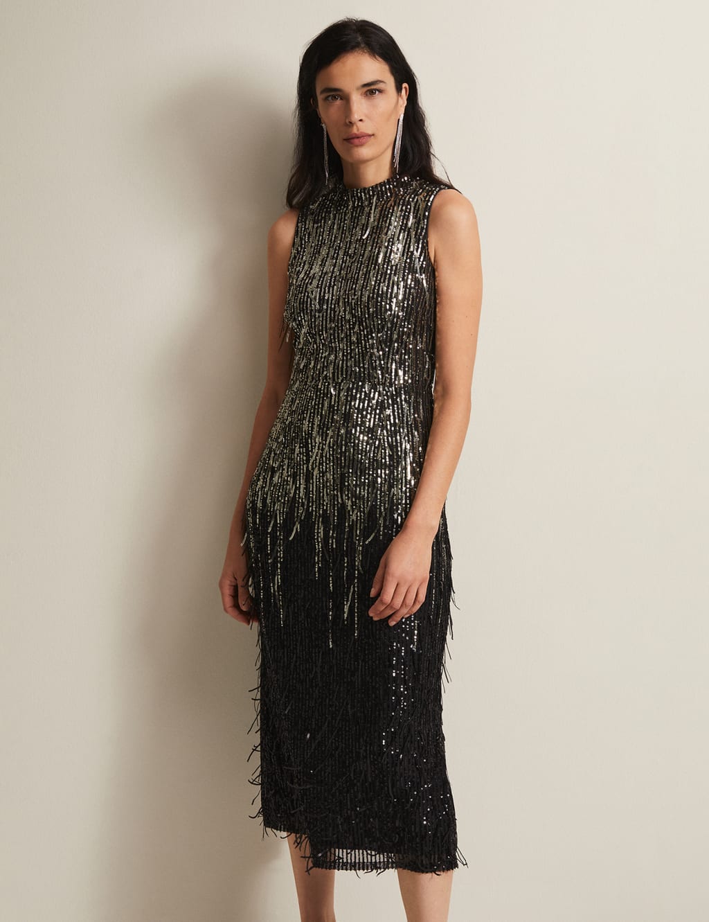 Sequin Round Neck Maxi Column Dress image 4