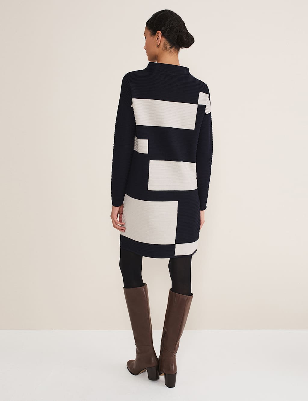 Colour Block Funnel Neck Jumper Dress image 3